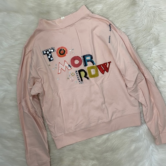 Anthropologie Pink Tomorrow Embroidered Sweatshirt - Picture 2 of 10
